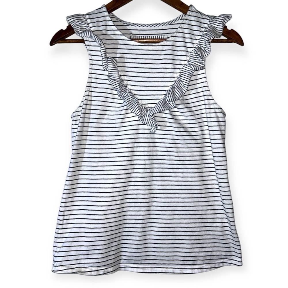 Anthropologie Maeve Kalama White Striped Sleeveless Blouse SIZE SMALL